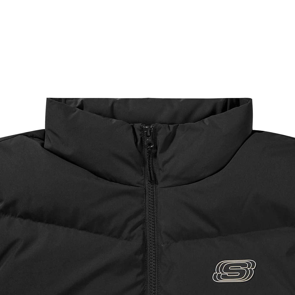 Skechers men's Colorful S Collection Woven Down Vest in Black Beauty for outdoor performance wear