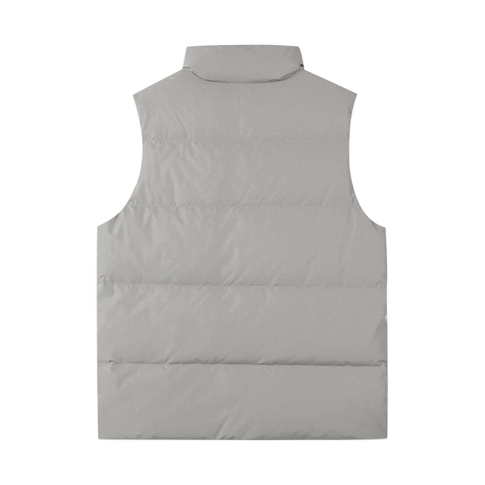 Skechers men's Colorful S Collection Woven Down Vest in Alloy for outdoor performance wear