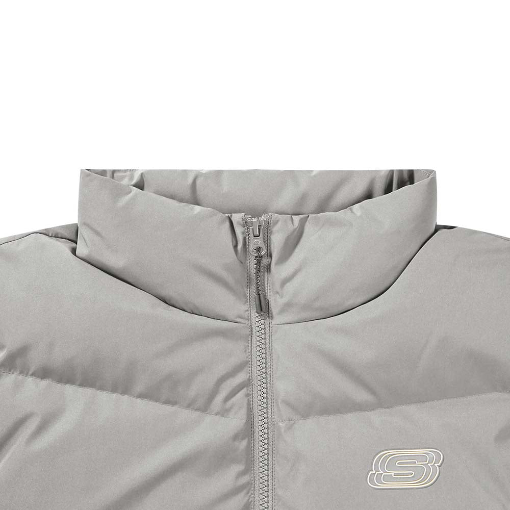 Skechers men's Colorful S Collection Woven Down Vest in Alloy for outdoor performance wear