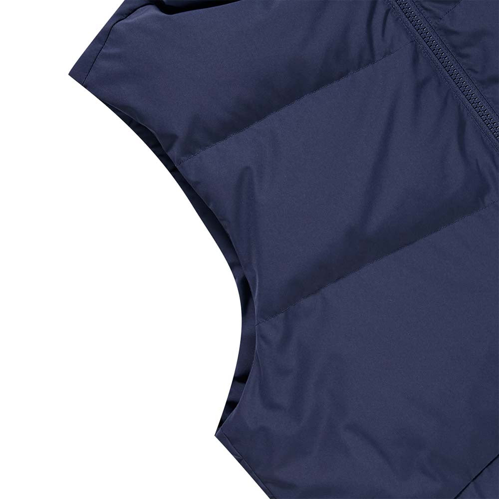 Skechers men's Colorful S Collection Woven Down Vest in Medieval Blue for outdoor performance wear