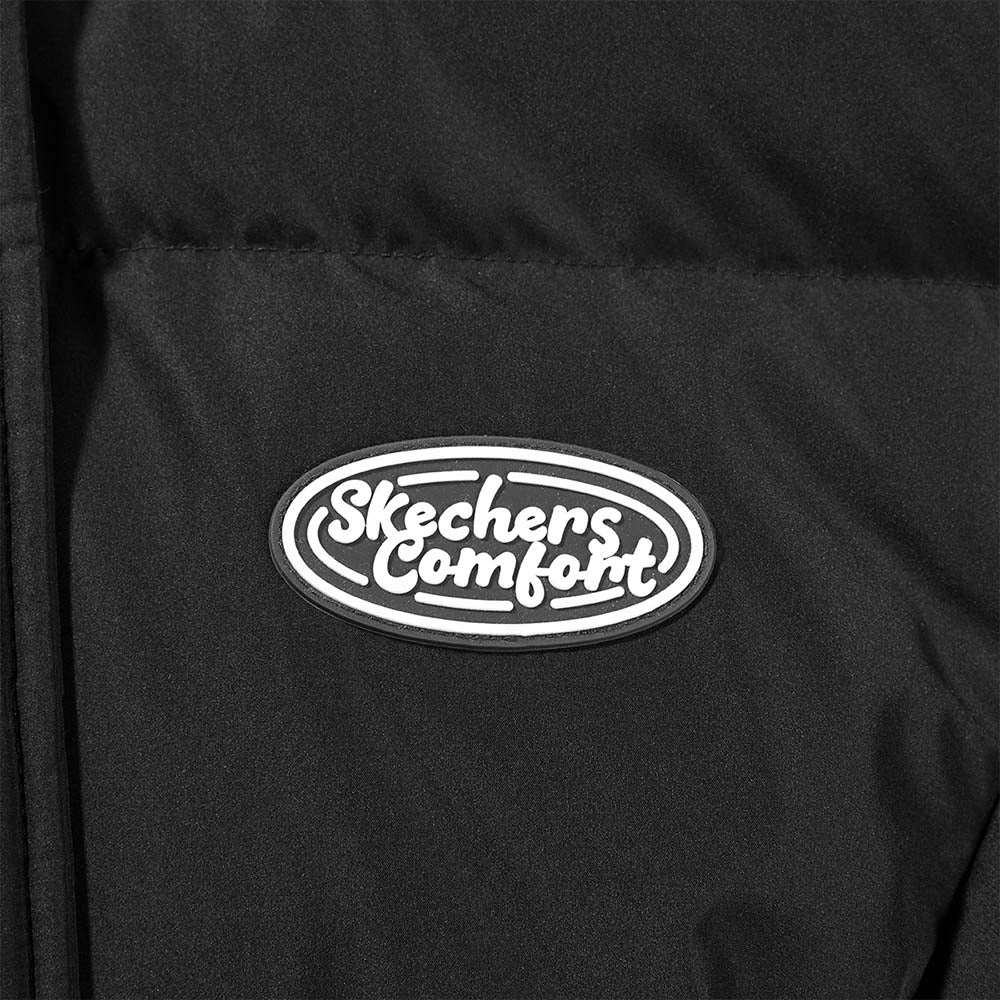 Skechers women's Colorful S Collection Woven Down Parka in Black Beauty for outdoor performance wear