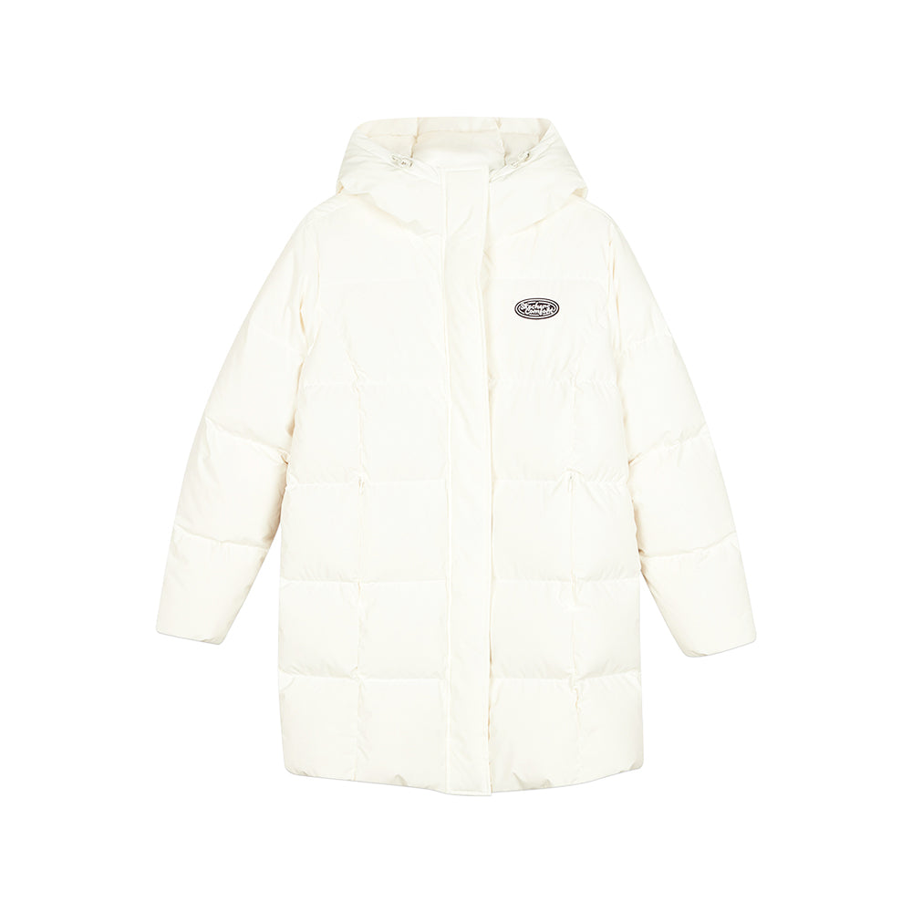 Skechers women's Colorful S Collection Woven Down Parka in Marshmallow for outdoor performance wear