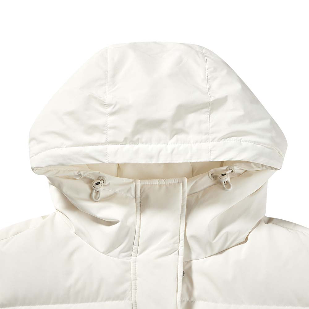 Skechers women's Colorful S Collection Woven Down Parka in Marshmallow for outdoor performance wear