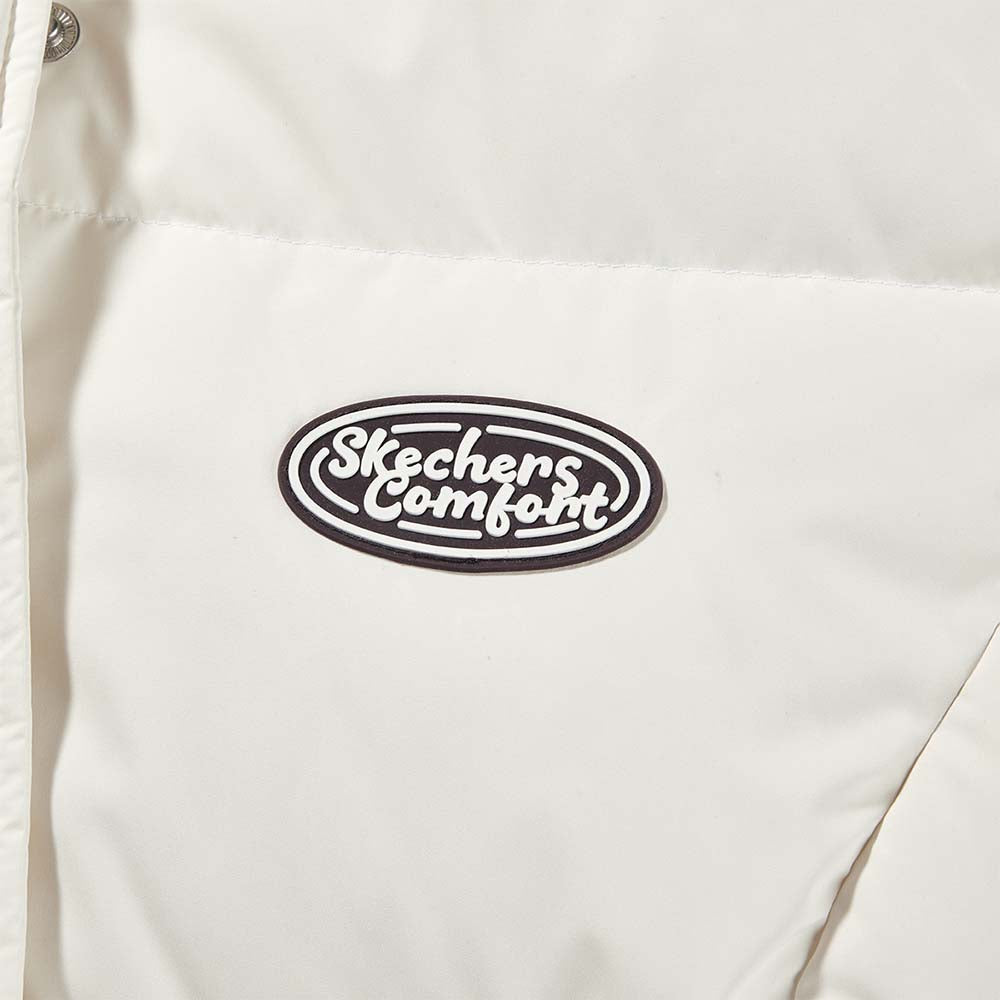Skechers women's Colorful S Collection Woven Down Parka in Marshmallow for outdoor performance wear
