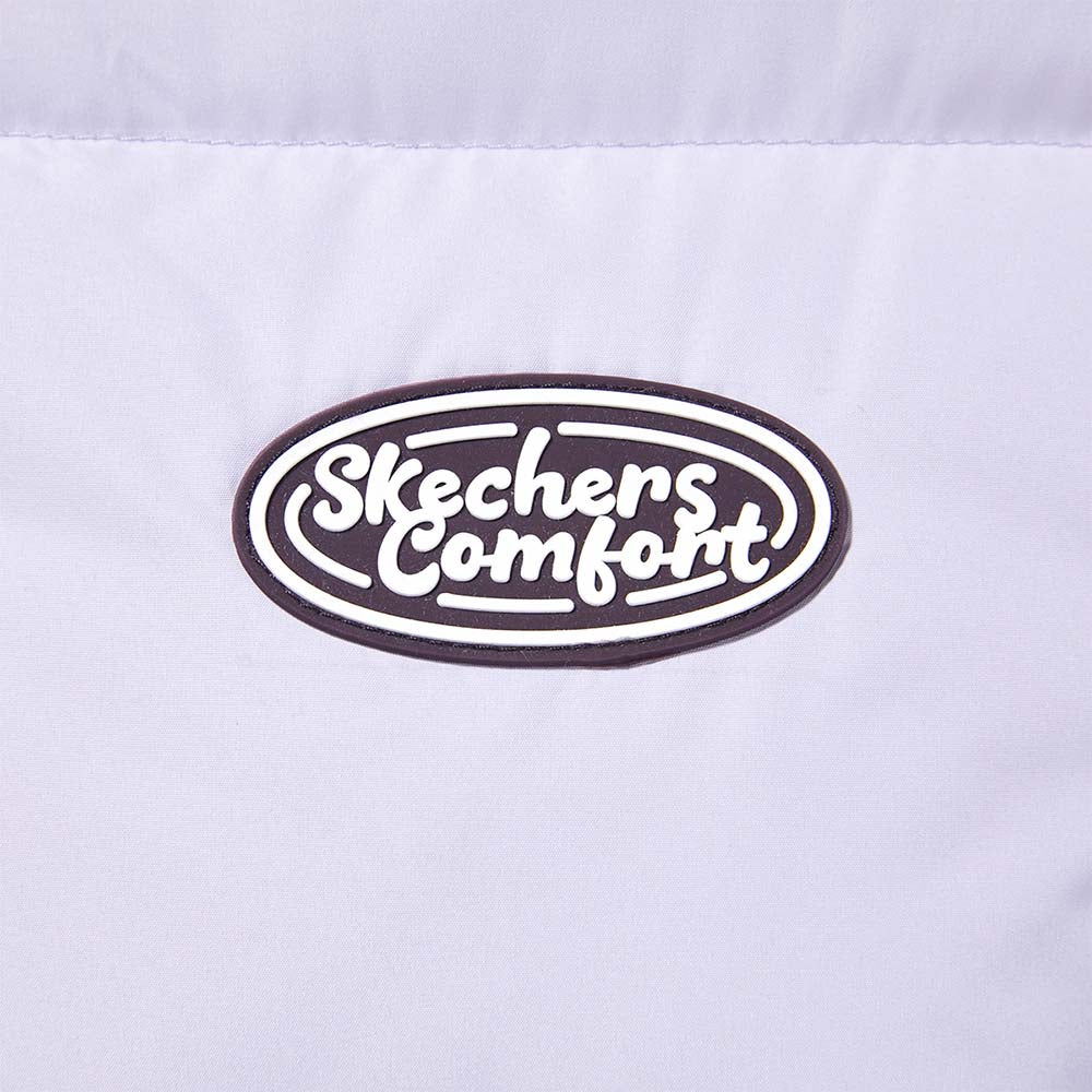 Skechers women's Colorful S Collection Woven Down Parka in Purple Heather for outdoor performance wear