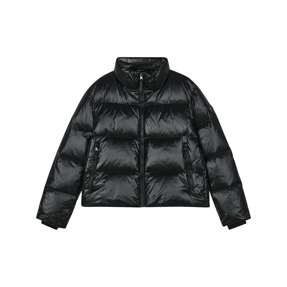 Skechers women's Diamond Woven Down Jacket in Moonless Night for outdoor performance wear
