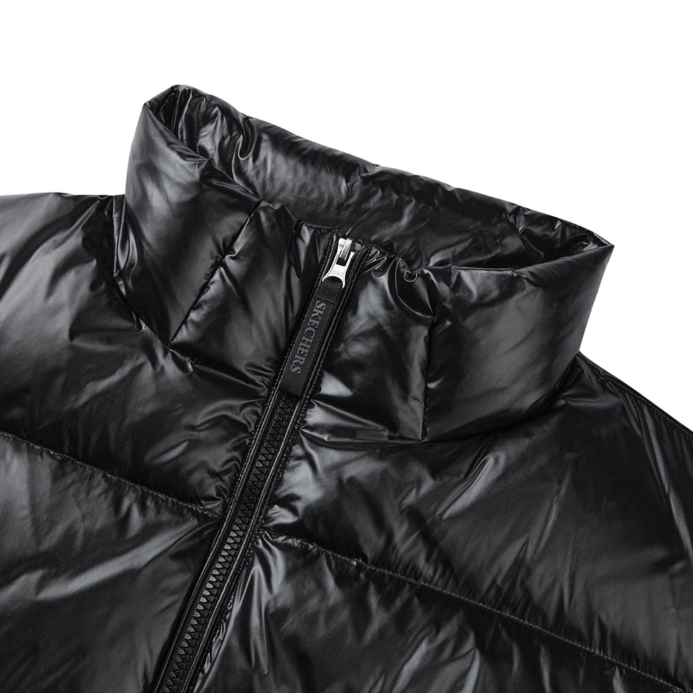 Skechers women's Diamond Woven Down Jacket in Moonless Night for outdoor performance wear