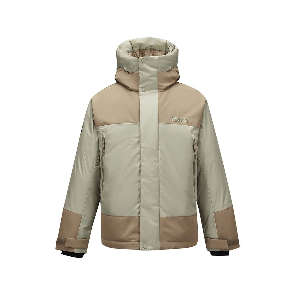 Skechers men's Go Trail Woven Down Jacket in Laurel Oak Gray for outdoor performance wear