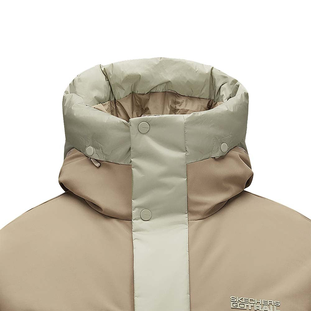 Skechers men's Go Trail Woven Down Jacket in Laurel Oak Gray for outdoor performance wear
