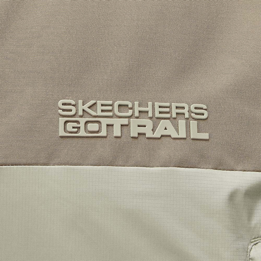 Skechers men's Go Trail Woven Down Jacket in Laurel Oak Gray for outdoor performance wear