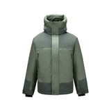 Skechers men's Go Trail Woven Down Jacket in Castor Gray for outdoor performance wear