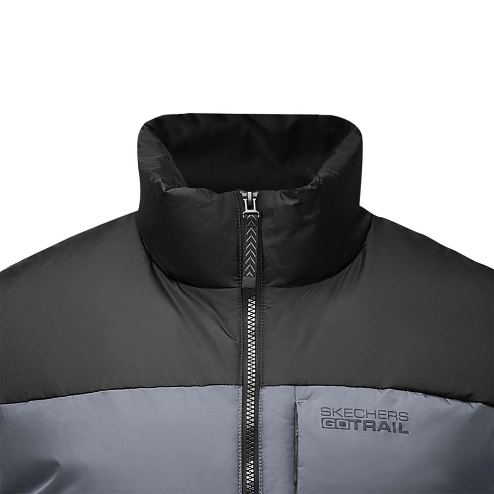 Skechers men's Go Trail Woven Down Vest in Periscope for outdoor performance wear