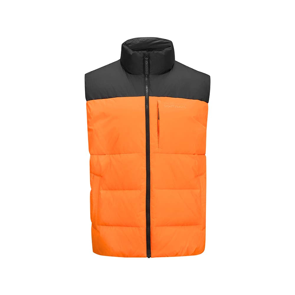 Skechers men's Go Trail Woven Down Vest in Pepper Orange for outdoor performance wear