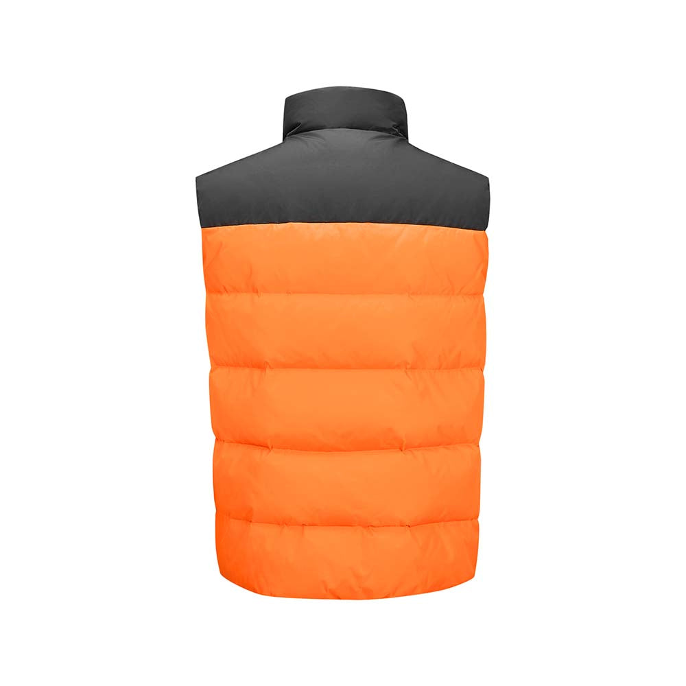 Skechers men's Go Trail Woven Down Vest in Pepper Orange for outdoor performance wear