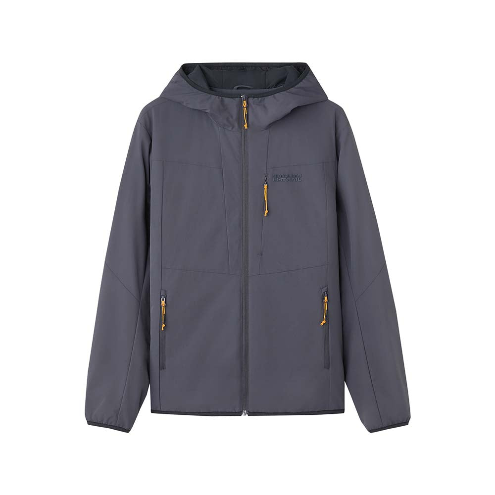 Skechers men's Go Trail Woven Quilted Hooded Jacket in Periscope for outdoor performance wear