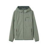 Skechers men's Go Trail Woven Quilted Hooded Jacket in Castor Gray for outdoor performance wear