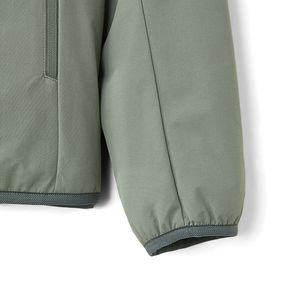 Skechers men's Go Trail Woven Quilted Hooded Jacket in Castor Gray for outdoor performance wear