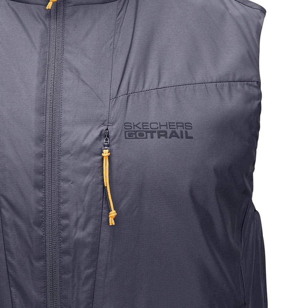 Skechers men's Go Trail Woven Quilted Vest in Periscope for outdoor performance wear