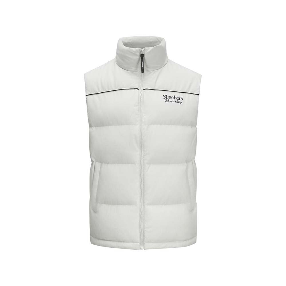 Skechers men's Sport-Utility Woven Down Vest in Gray Violet for lifestyle wear