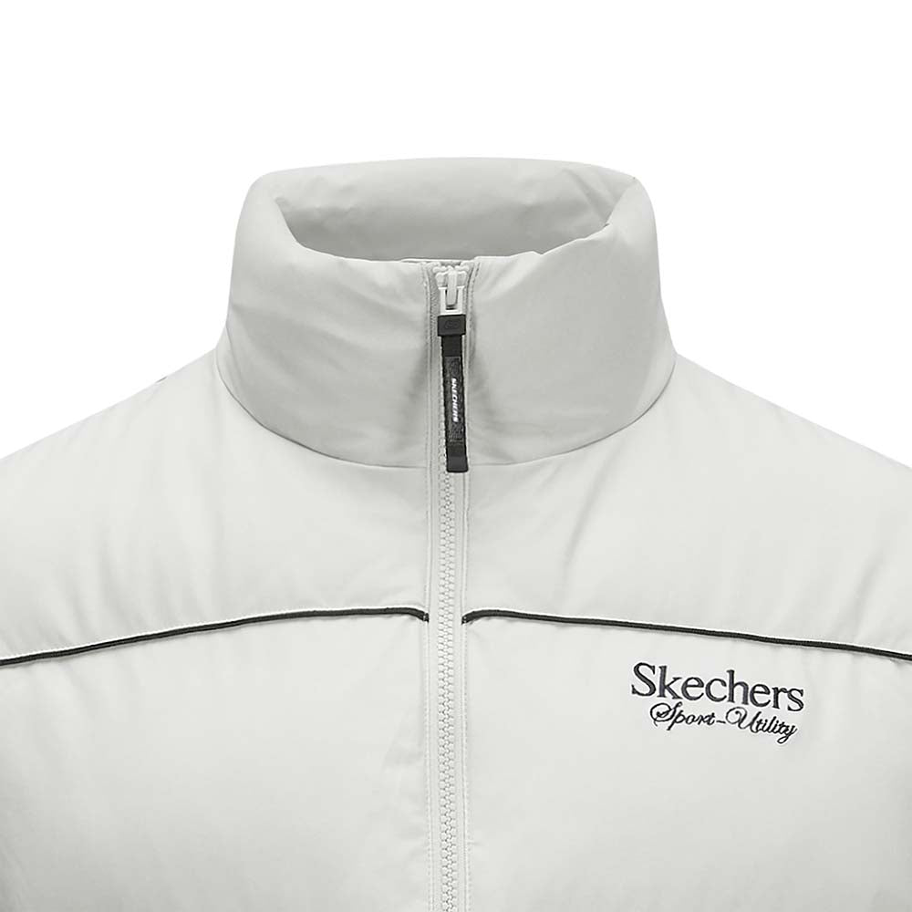 Skechers men's Sport-Utility Woven Down Vest in Gray Violet for lifestyle wear