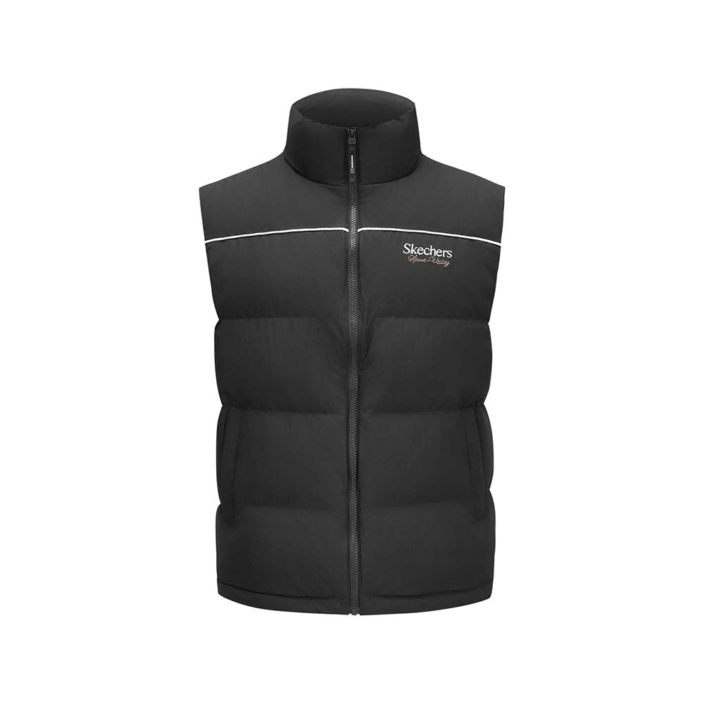 Skechers men's Sport-Utility Woven Down Vest in Black Beauty for lifestyle wear