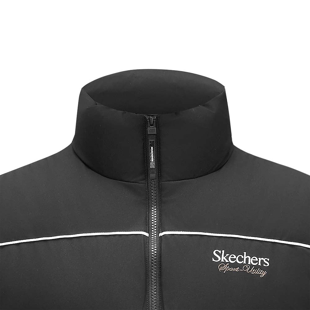 Skechers men's Sport-Utility Woven Down Vest in Black Beauty for lifestyle wear