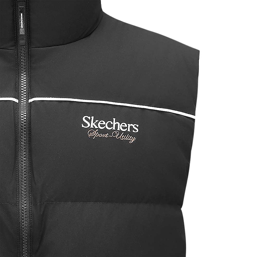 Skechers men's Sport-Utility Woven Down Vest in Black Beauty for lifestyle wear