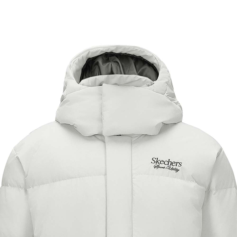 Skechers men's Sport-Utility Woven Down Coat in Gray Violet for lifestyle wear