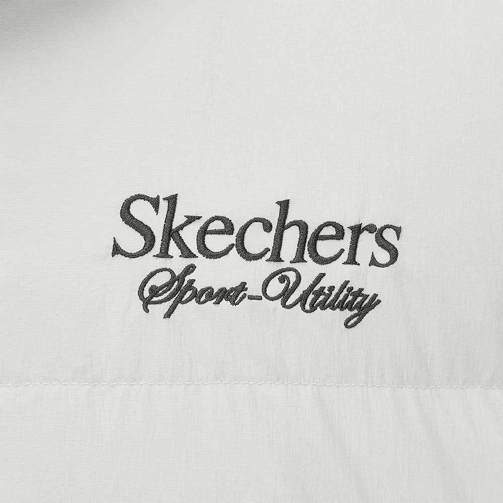 Skechers men's Sport-Utility Woven Down Coat in Gray Violet for lifestyle wear