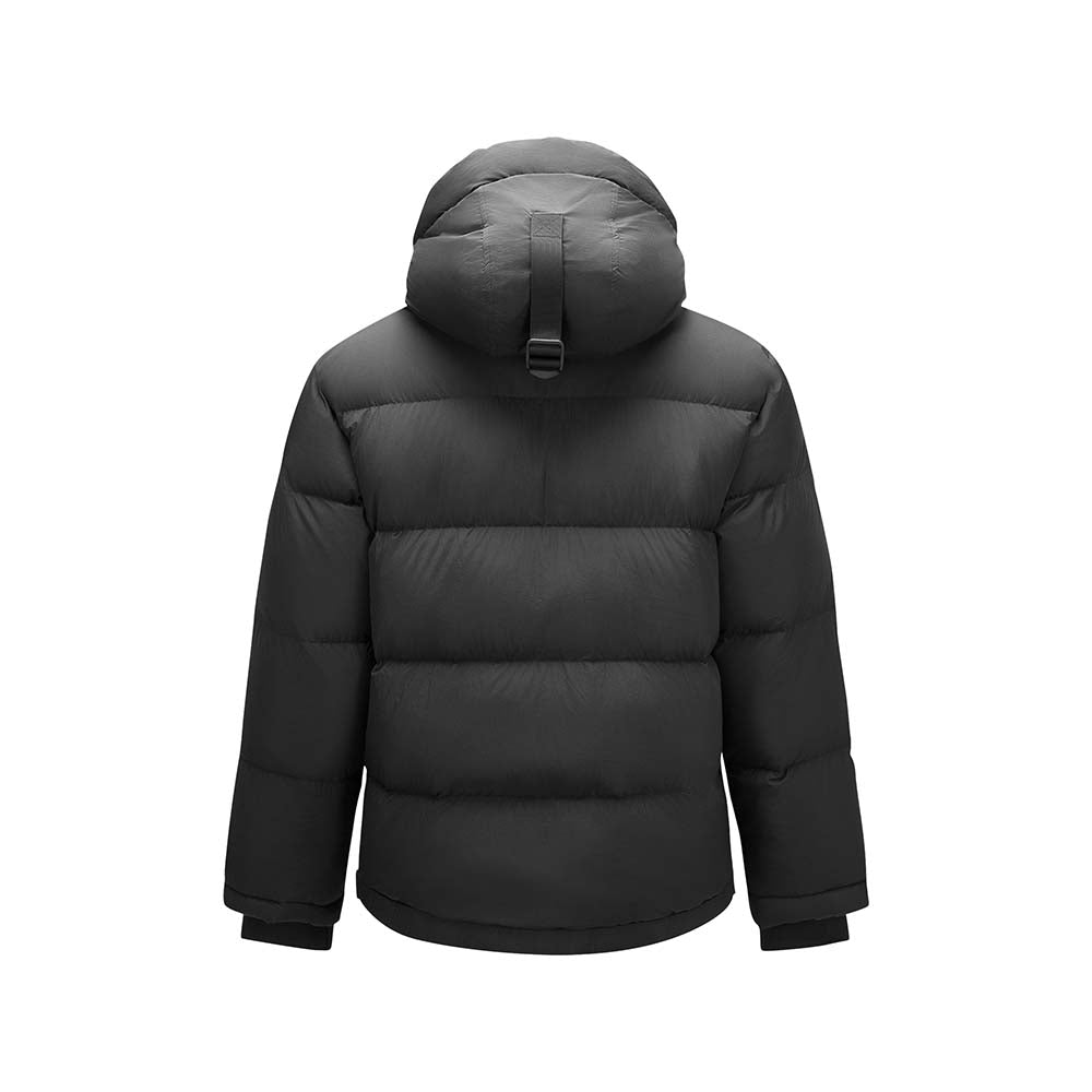 Skechers men's Go Trail Woven Down Jacket in Black Beauty for outdoor performance wear