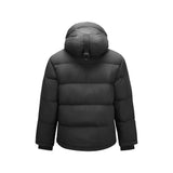Skechers men's Go Trail Woven Down Jacket in Black Beauty for outdoor performance wear
