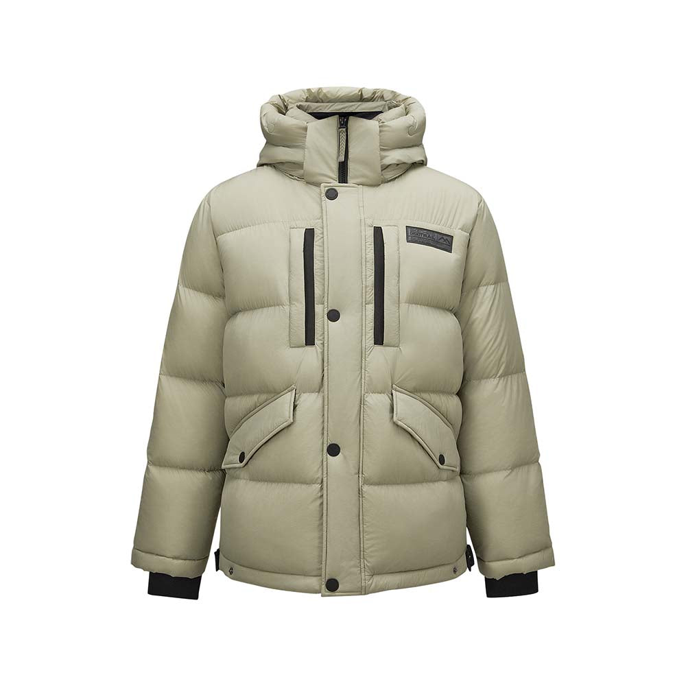 Skechers men's Go Trail Woven Down Jacket in Laurel Oak Gray for outdoor performance wear