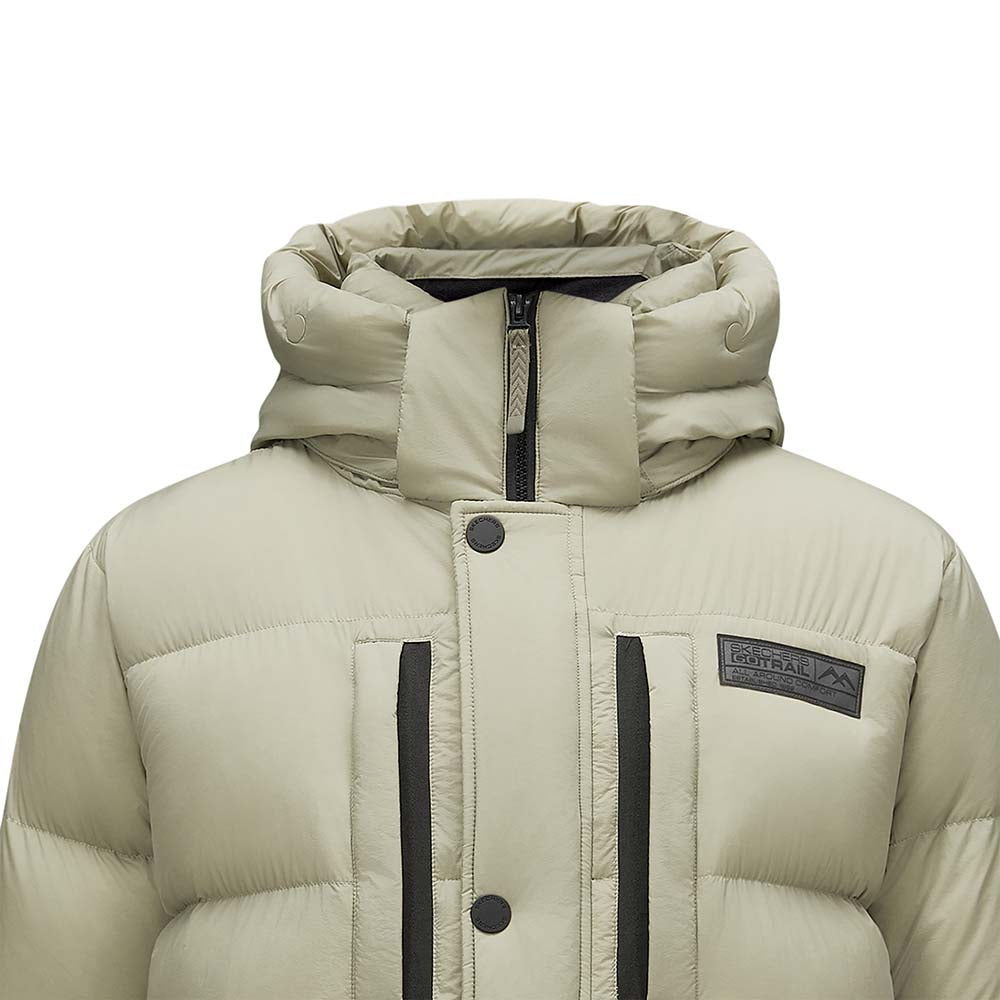 Skechers men's Go Trail Woven Down Jacket in Laurel Oak Gray for outdoor performance wear
