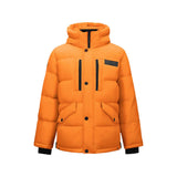 Skechers men's Go Trail Woven Down Jacket in Pepper Orange for outdoor performance wear