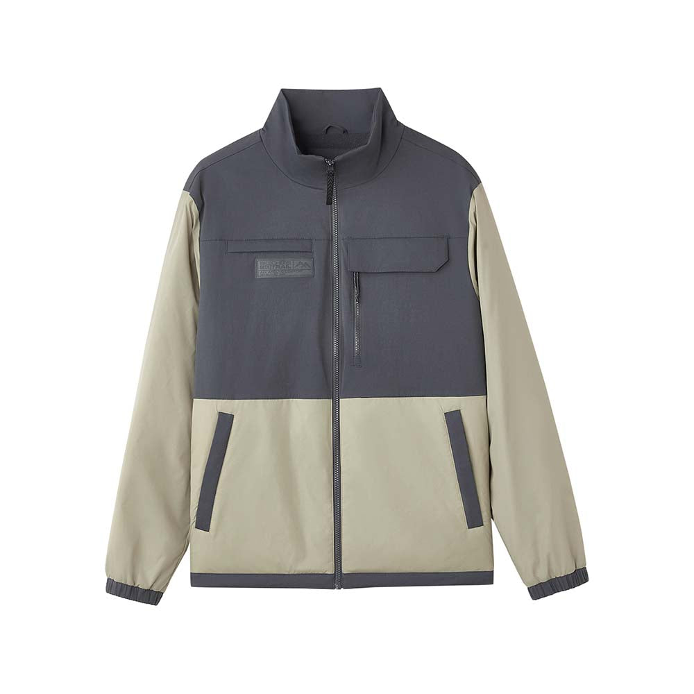 Skechers men's Go Trail Woven Quilted Jacket in Laurel Oak Gray for outdoor performance wear