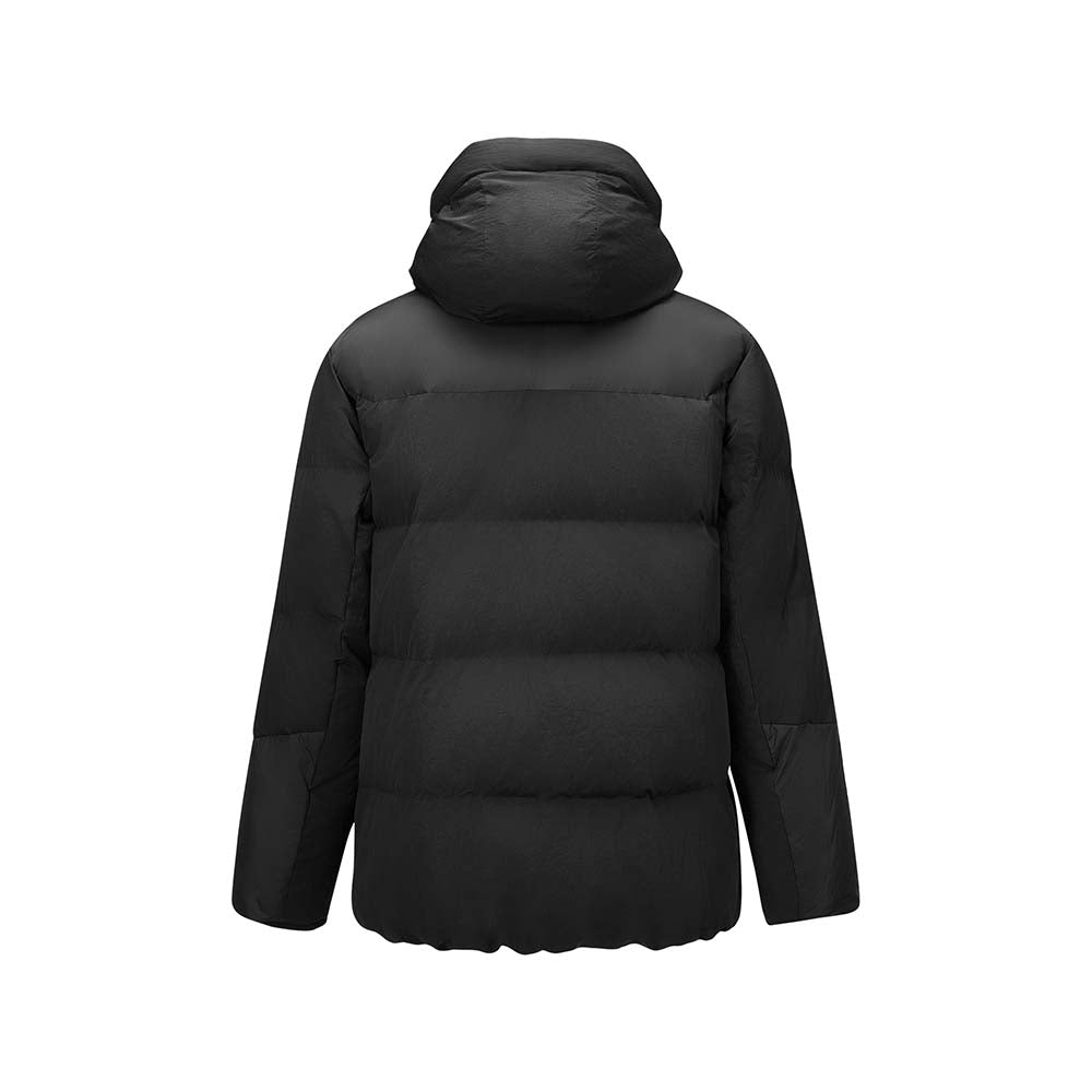 Skechers men's Go Trail Woven Down Jacket in Black Beauty for outdoor performance wear