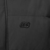 Skechers men's Go Trail Woven Down Jacket in Black Beauty for outdoor performance wear