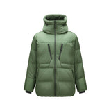 Skechers men's Go Trail Woven Down Jacket in Thyme for outdoor performance wear