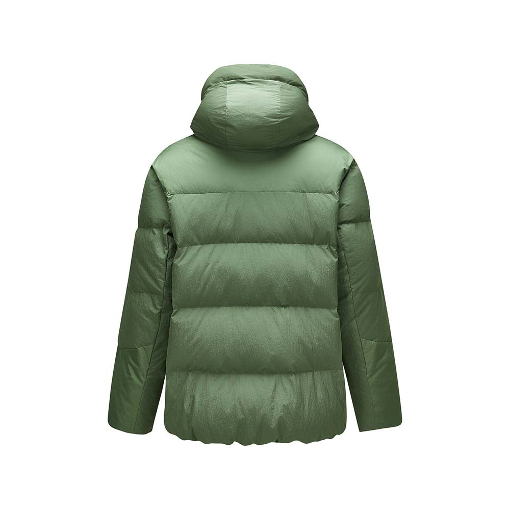 Skechers men's Go Trail Woven Down Jacket in Thyme for outdoor performance wear