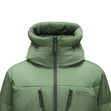 Skechers men's Go Trail Woven Down Jacket in Thyme for outdoor performance wear