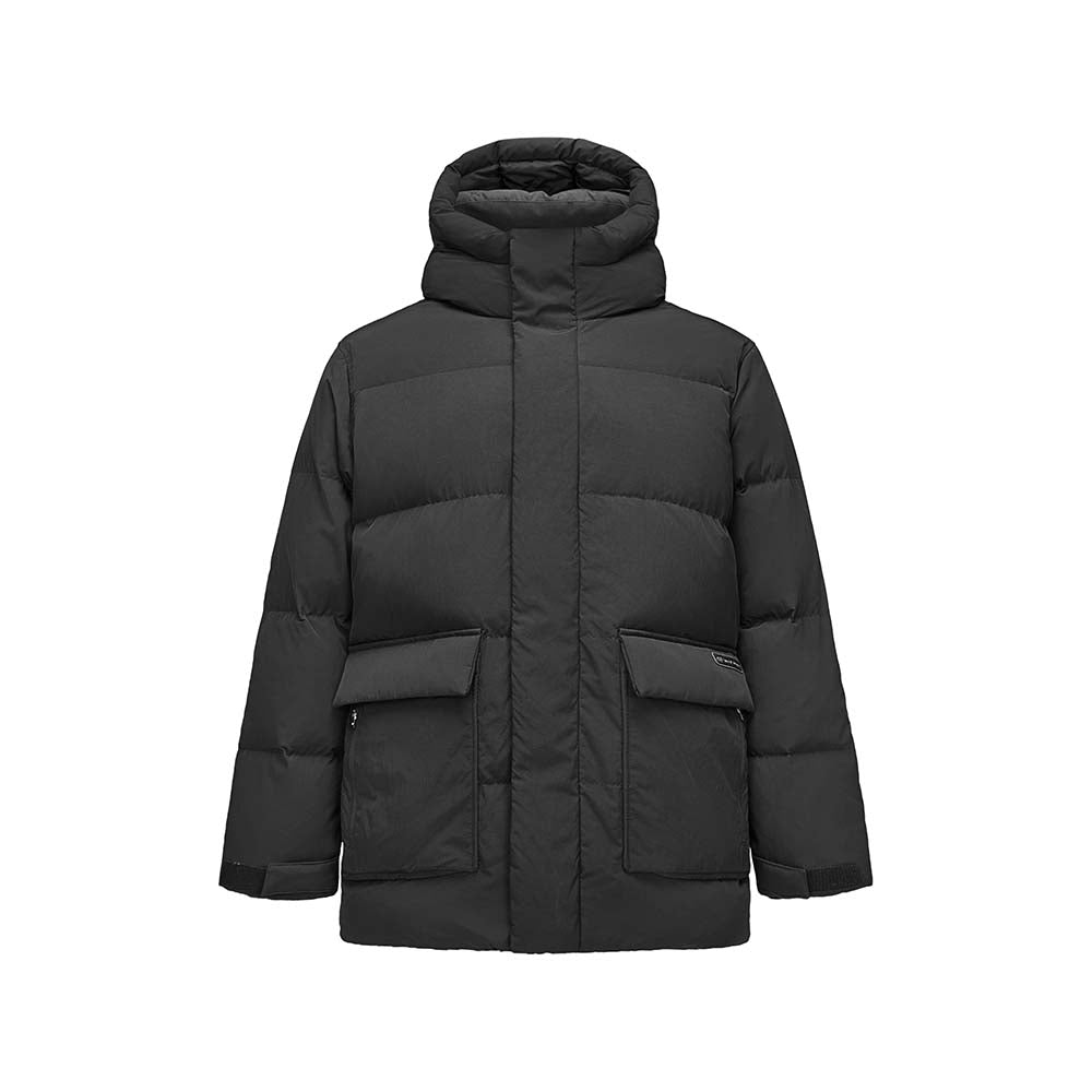 Skechers men's Sport-Utility Woven Down Jacket in Black Beauty for lifestyle wear
