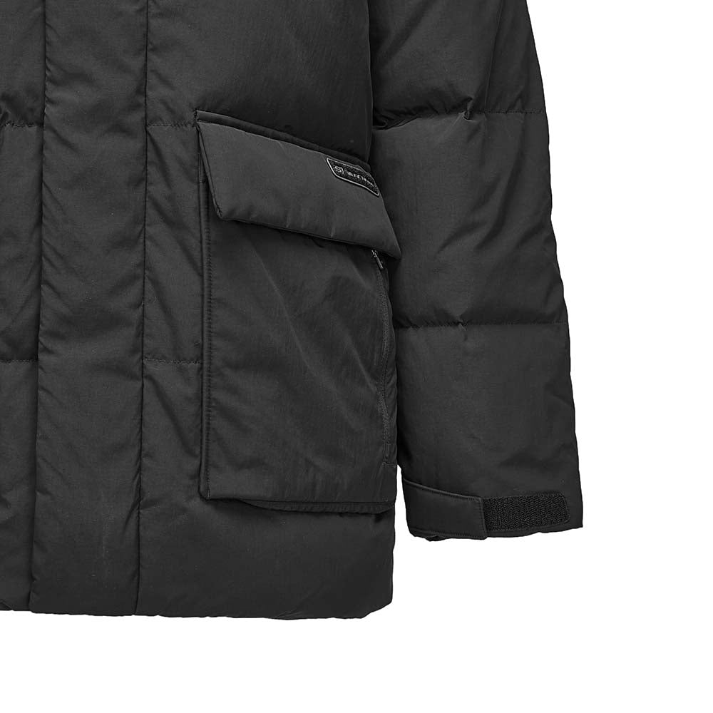 Skechers men's Sport-Utility Woven Down Jacket in Black Beauty for lifestyle wear