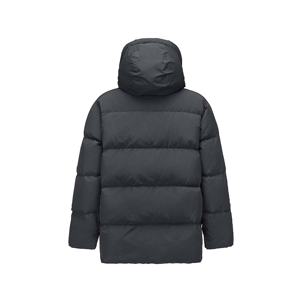 Skechers men's Sport-Utility Woven Down Jacket in Midnight Gray for lifestyle wear