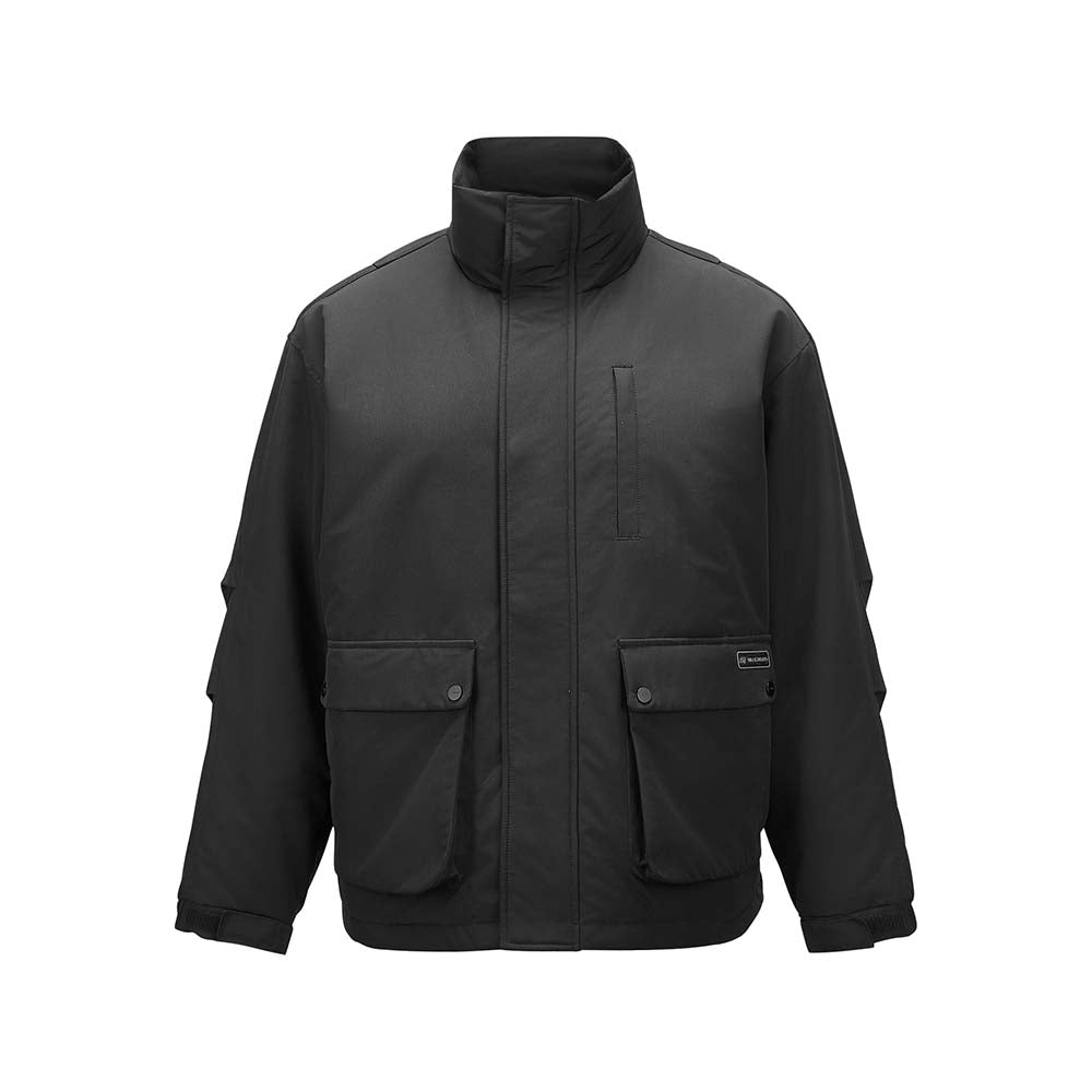 Skechers men's Sport-Utility Woven Down Jacket in Black Beauty for lifestyle wear