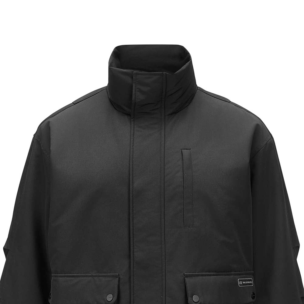 Skechers men's Sport-Utility Woven Down Jacket in Black Beauty for lifestyle wear