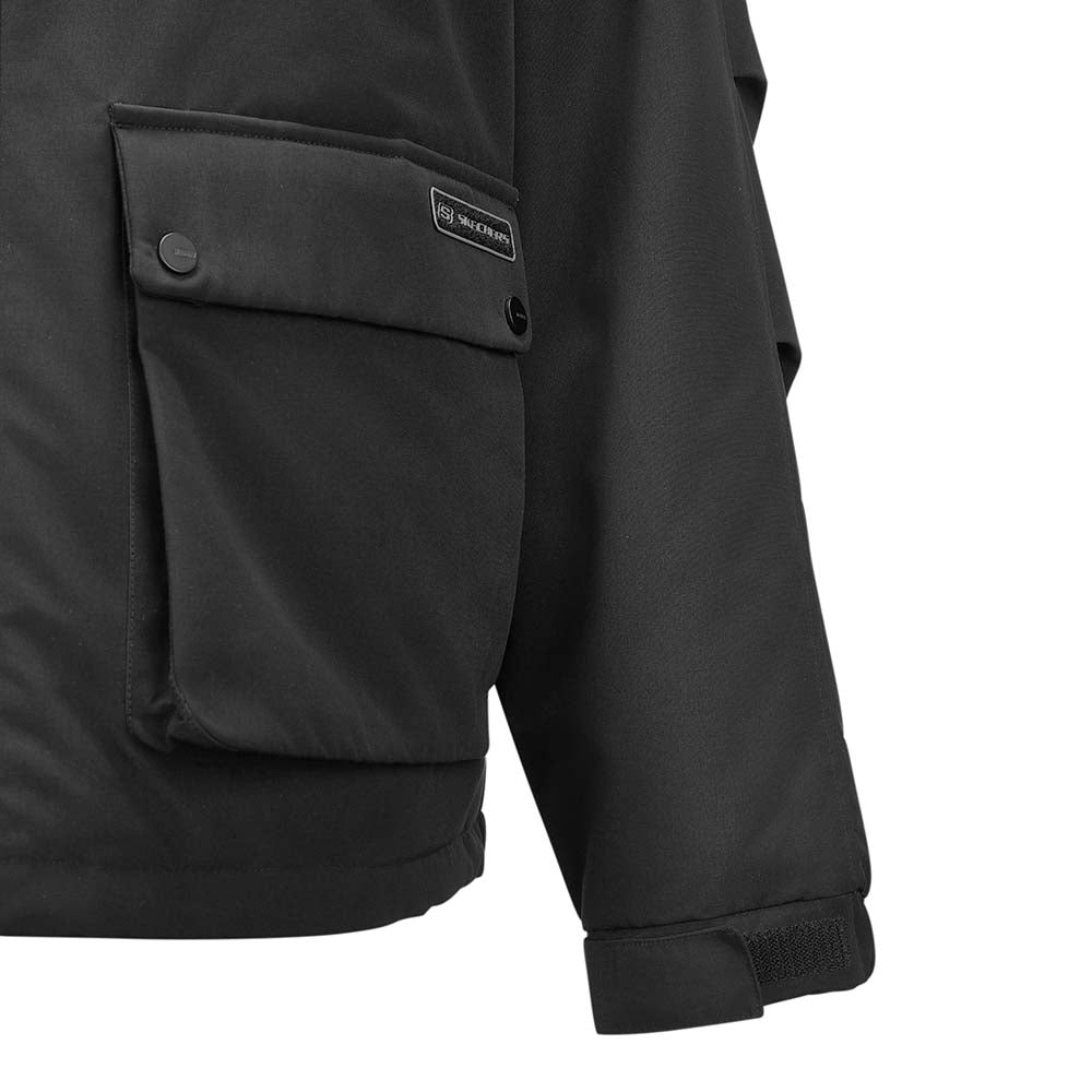 Skechers men's Sport-Utility Woven Down Jacket in Black Beauty for lifestyle wear