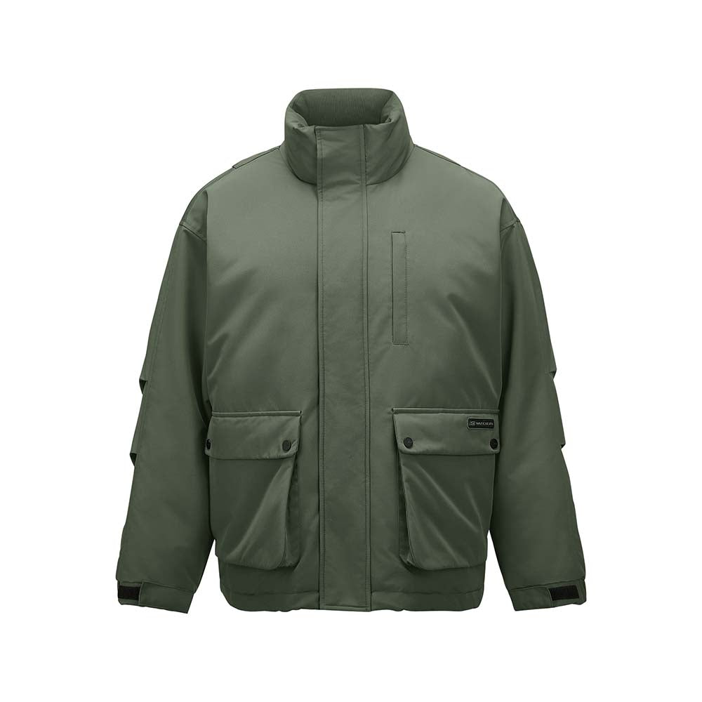 Skechers men's Sport-Utility Woven Down Jacket in Thyme for lifestyle wear