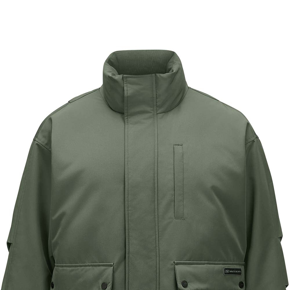 Skechers men's Sport-Utility Woven Down Jacket in Thyme for lifestyle wear