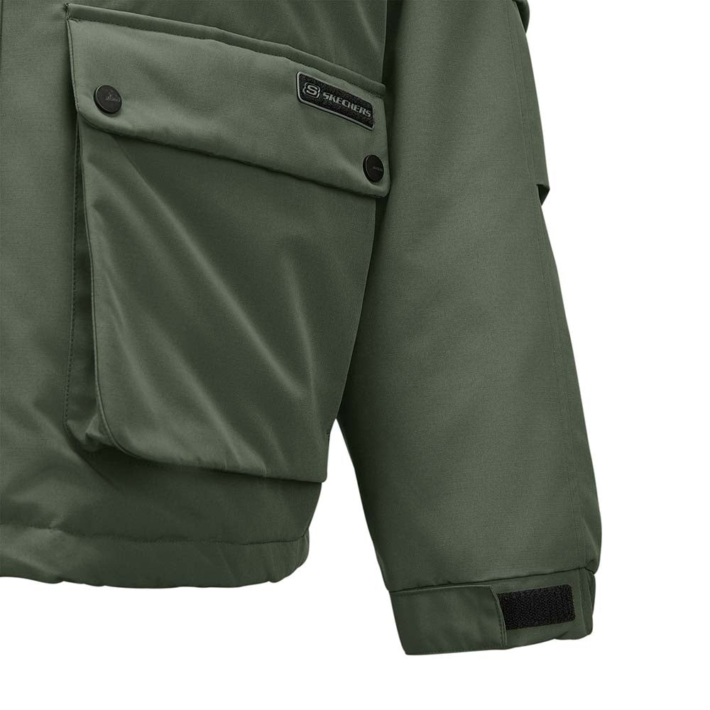 Skechers men's Sport-Utility Woven Down Jacket in Thyme for lifestyle wear