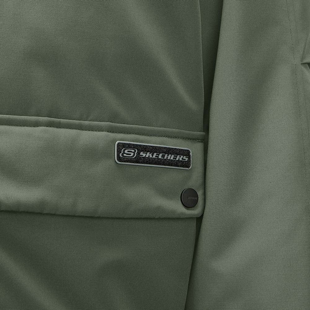 Skechers men's Sport-Utility Woven Down Jacket in Thyme for lifestyle wear